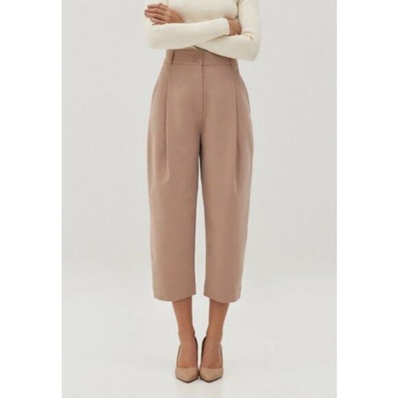 Love, Bonito Calynn Textured Twill Barrel Pants Taupe / Pink Women's 2 - Picture 4 of 14